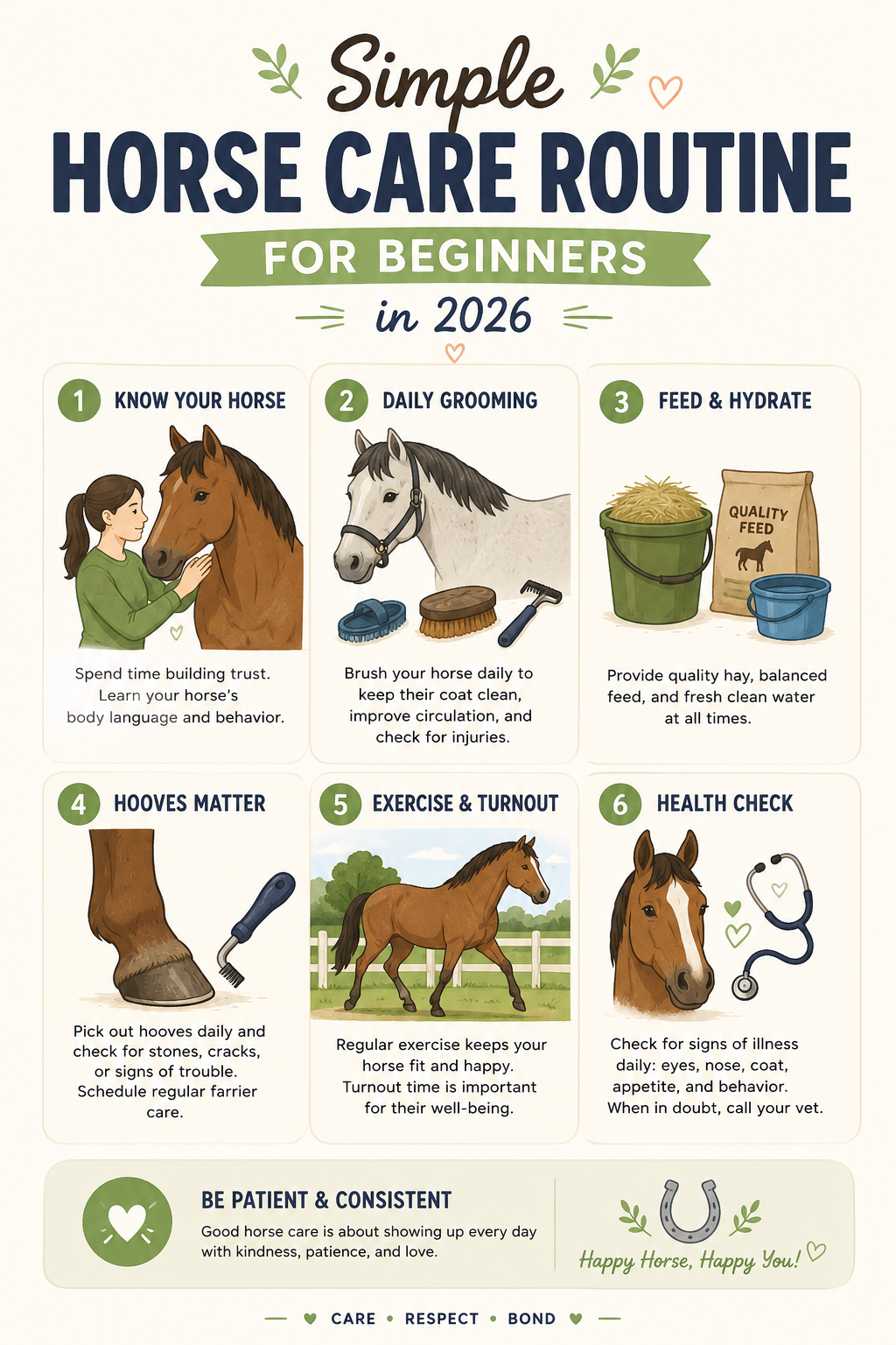 Simple Horse Care Routine for Beginners in 2026
